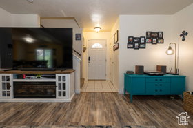 Entrance foyer with dark wood finished floors