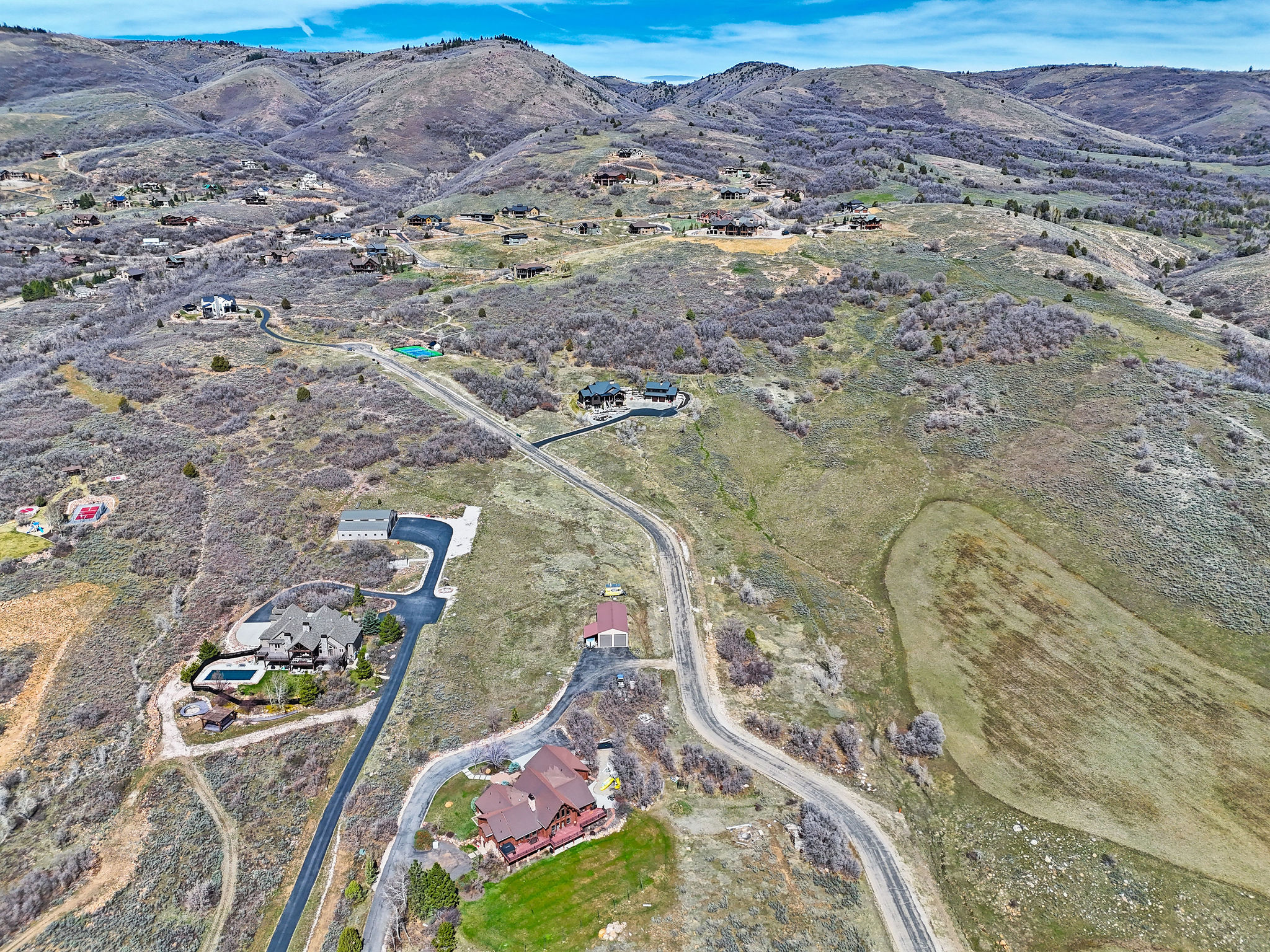 Drone / aerial view of a mountain backdrop