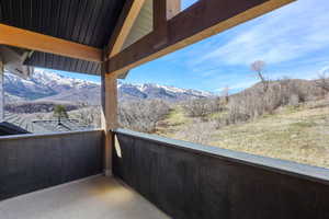 Balcony with a mountain view