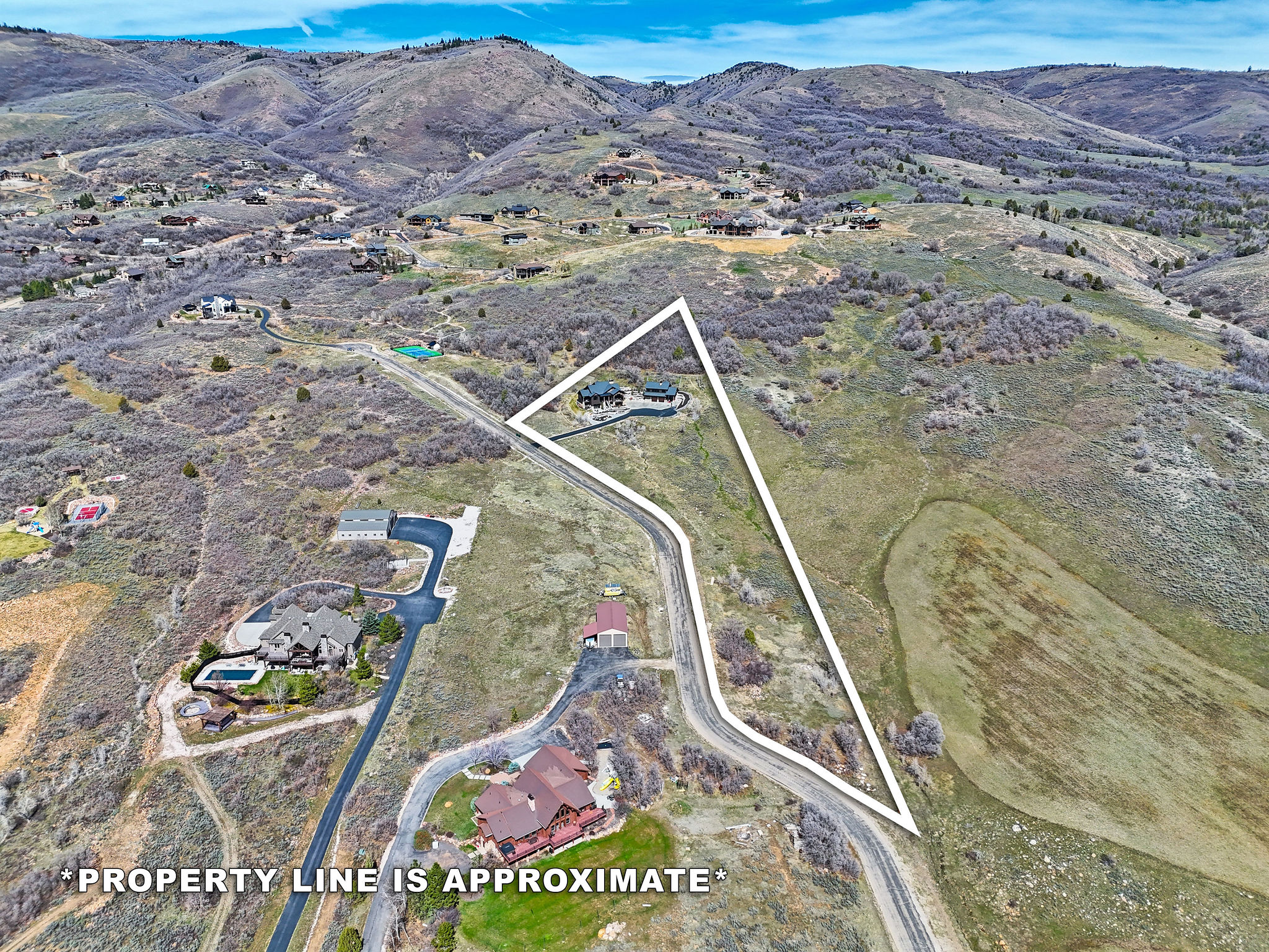 Aerial view of a mountain backdrop