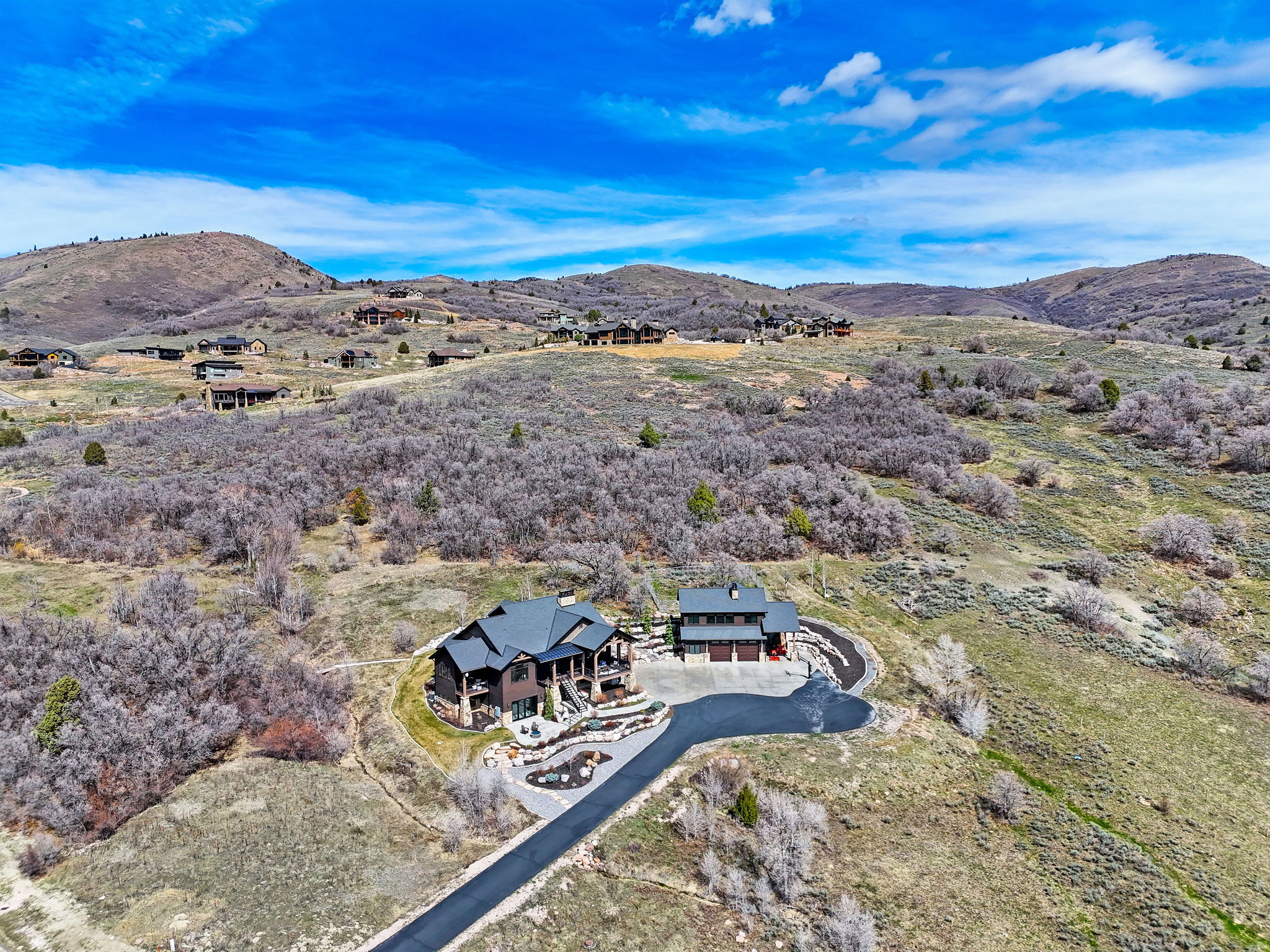 View from above of property with mountains