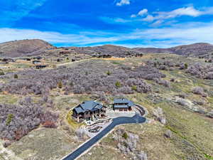 View from above of property with mountains
