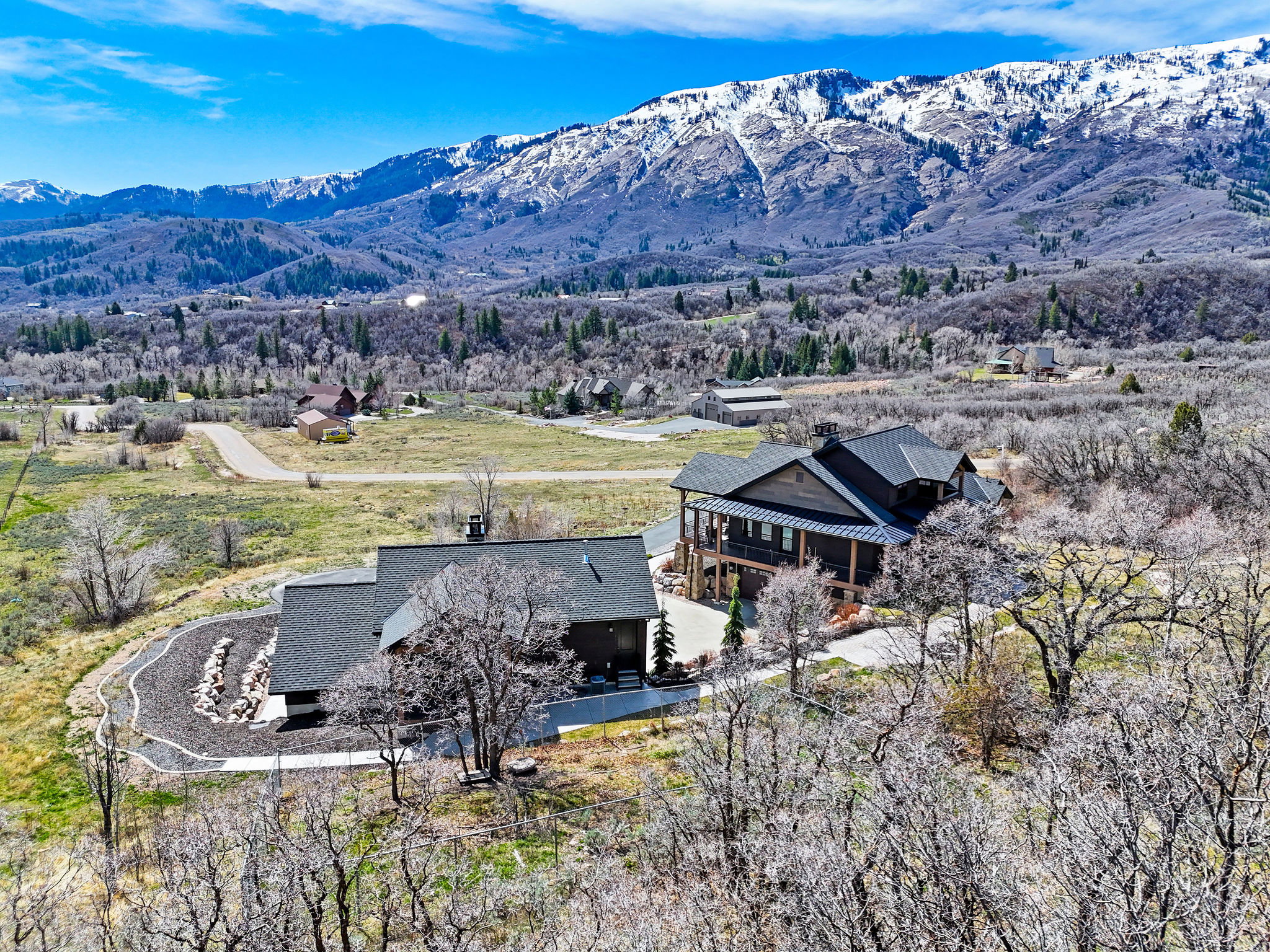 View from above of property with mountains