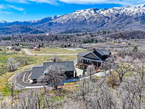 View from above of property with mountains