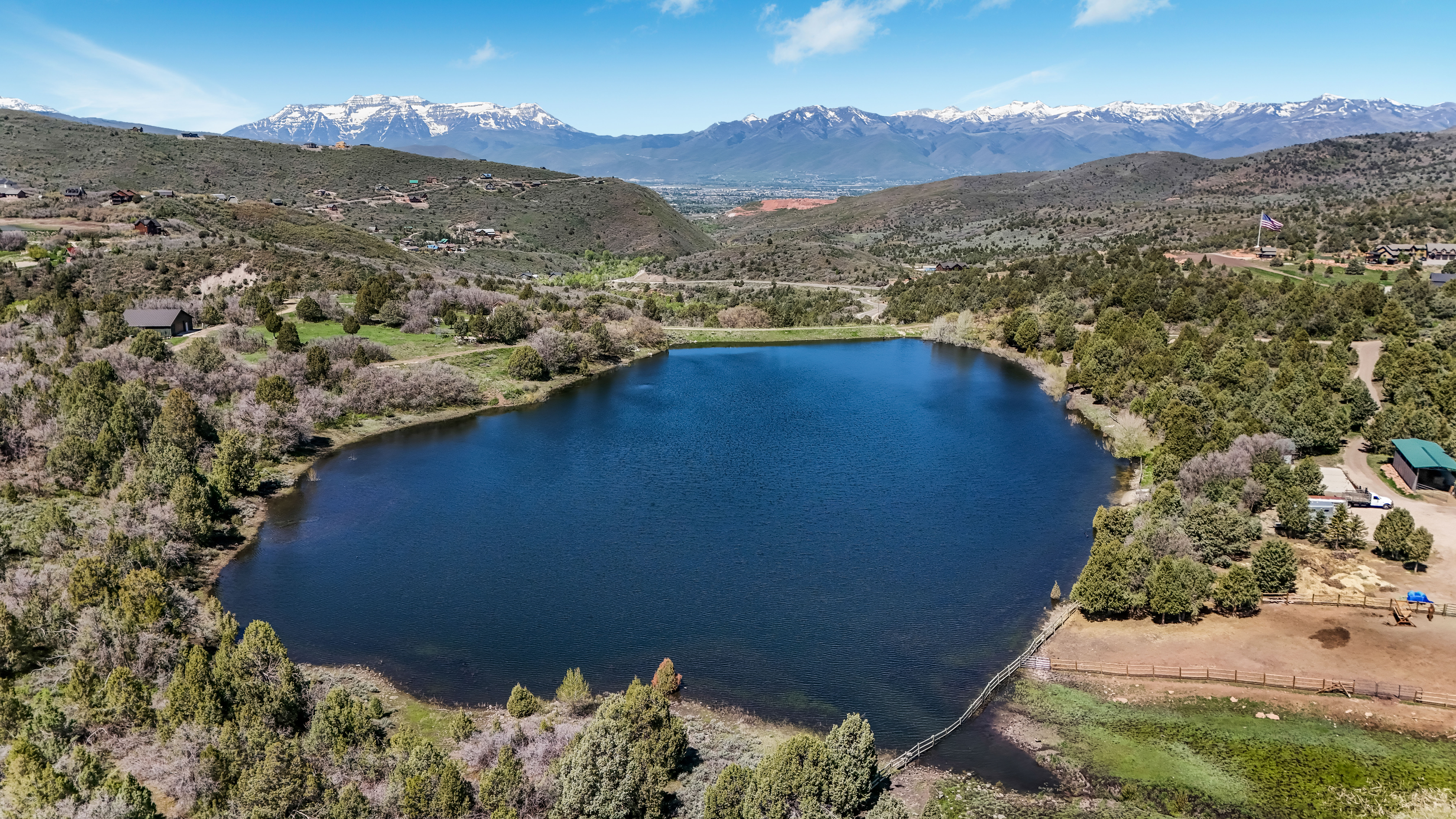 Drone / aerial view of a water and mountain view