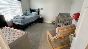 Bedroom featuring carpet floors