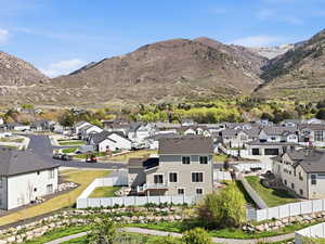 View of mountain background with nearby suburban area