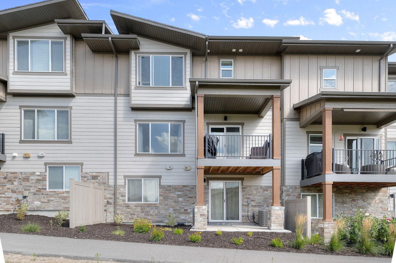 Covered deck and patio. Walkout basement level to open space.