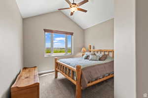 Bedroom with carpet floors and ceiling fan