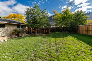 View of fenced backyard