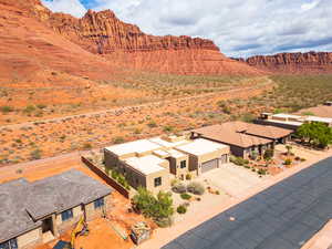 View of subject property with mountains