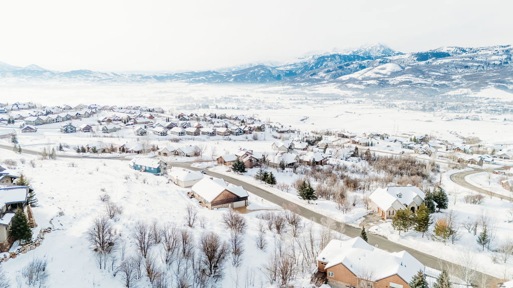 View of mountain background with nearby suburban area