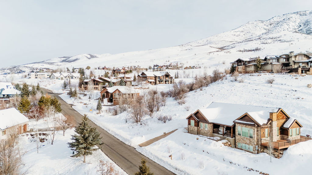 View of mountain background with nearby suburban area