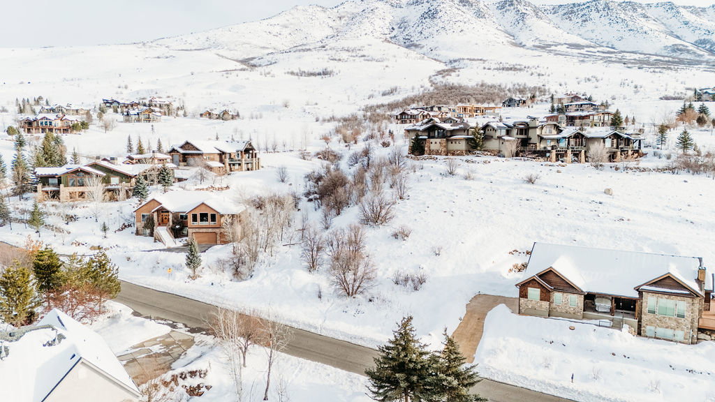 View of mountain background with nearby suburban area
