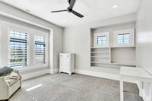 Generously sized bedrooms share a hall bathroom