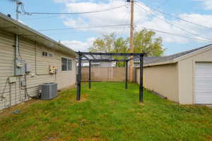 View of fenced backyard
