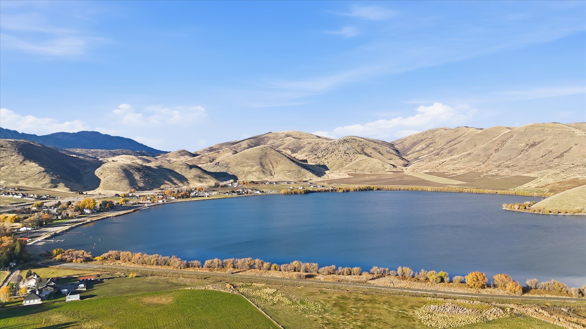 Water view with a mountainous background