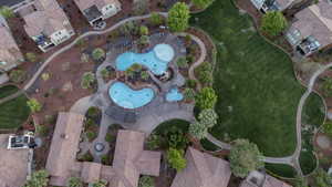 Aerial view of a pool