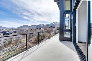 Balcony with a mountain view