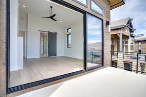 Balcony looking into Primary Bedroom