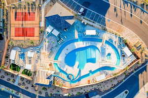 Bird's eye view of a pool area