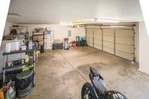 Garage featuring electric panel