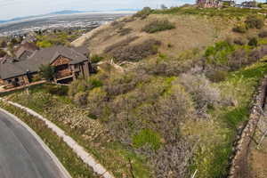 Aerial view of a mountain backdrop