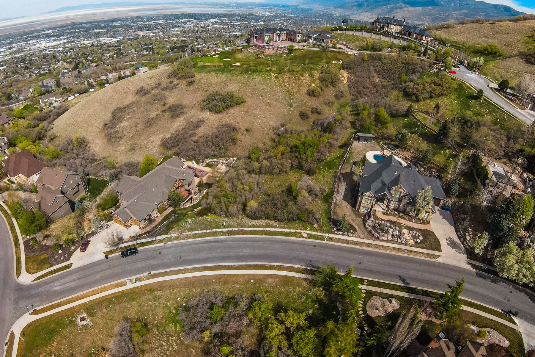Aerial perspective of suburban area