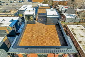 Aerial perspective of suburban area