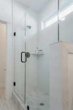 Bathroom featuring a stall shower