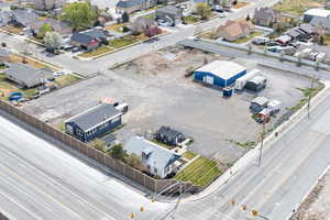 Aerial perspective of suburban area