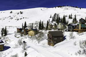 Aerial perspective of suburban area featuring mountains