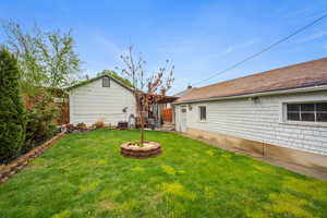 Back of property featuring a fenced backyard