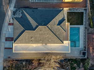Aerial view of a pool