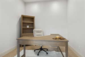 Office with parquet floors and baseboards