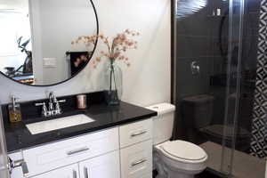 Full bathroom in workout room