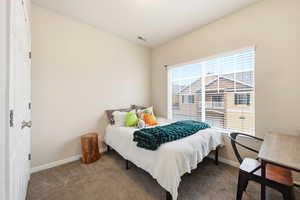Bright well lit bedroom