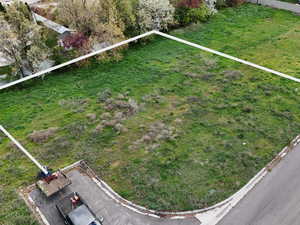 Aerial view of property's location with property parcel outlined