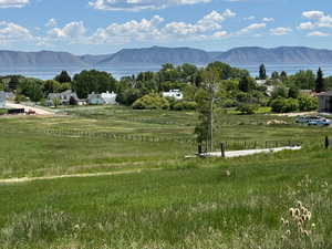 View of mountain background with rural landscape