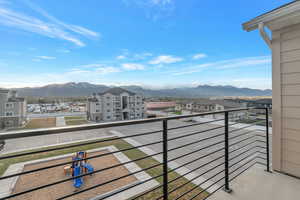 Balcony with a mountain view