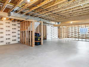 View of unfinished basement