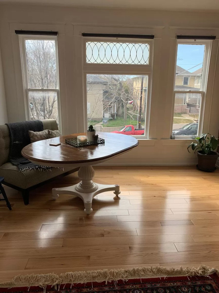 Dining room with hardwood / wood-style floors