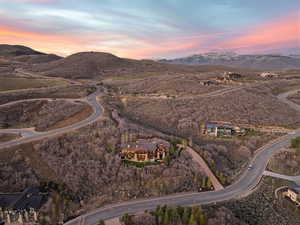Aerial view of a mountainous background