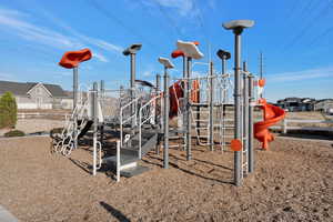 Communal playground with a residential view