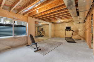 Workout room with concrete floors