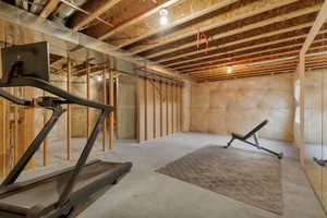 Workout room with concrete flooring