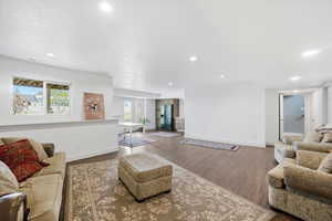 Living area looking into the dining and kitchenette area