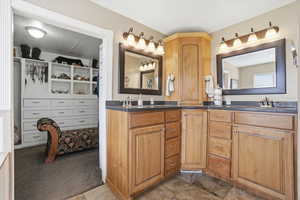 Primary Suite Bathroom and walk-in Closet with double vanity