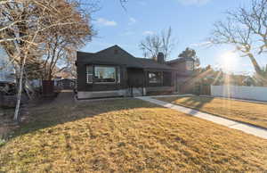 View of front facade with a chimney