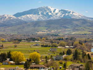 View of mountain background with nearby suburban area